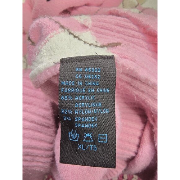 Point Zero XL Nicole Benisti Pink And White Argyle Sweater- Y2K- XL fits Smaller - Picture 7 of 16
